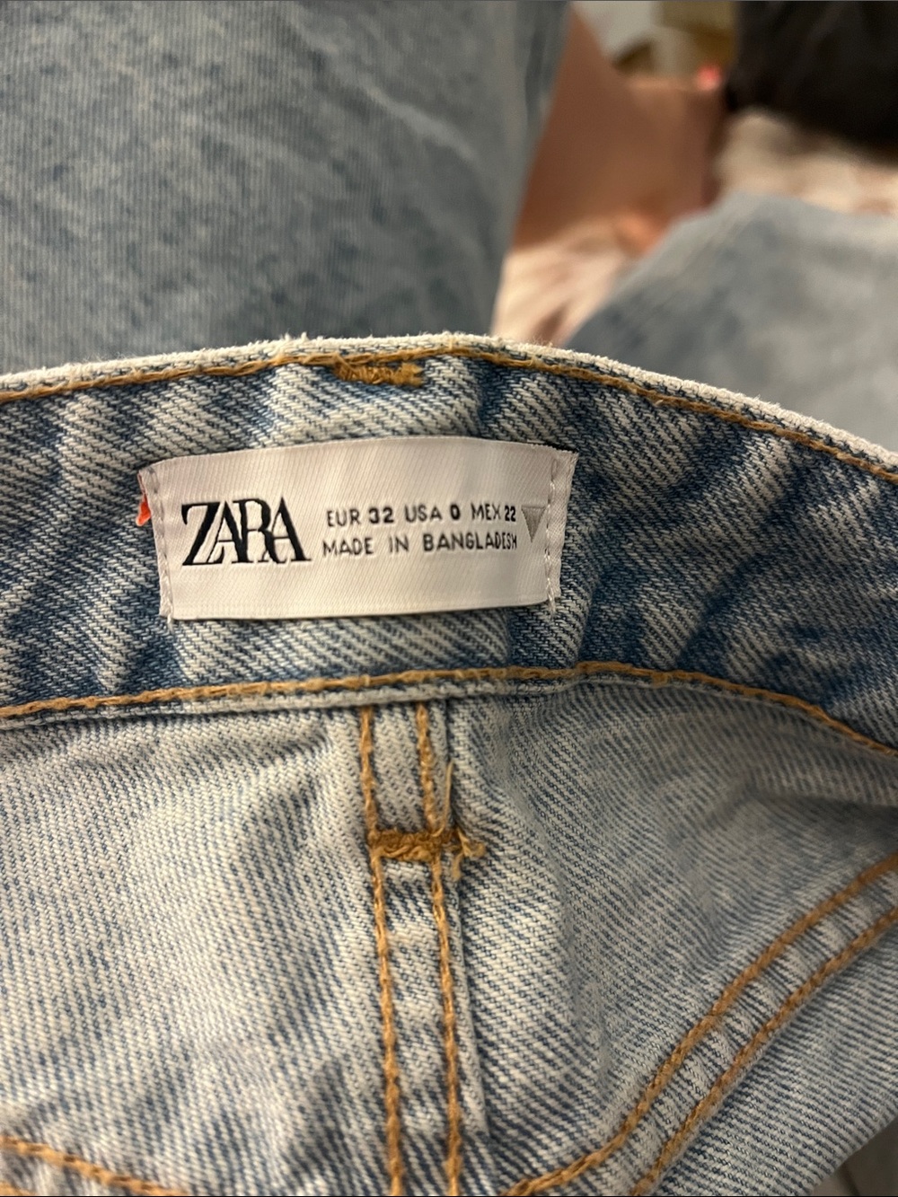 ZARA Light Blue Denim Jeans with Contrast Stitching